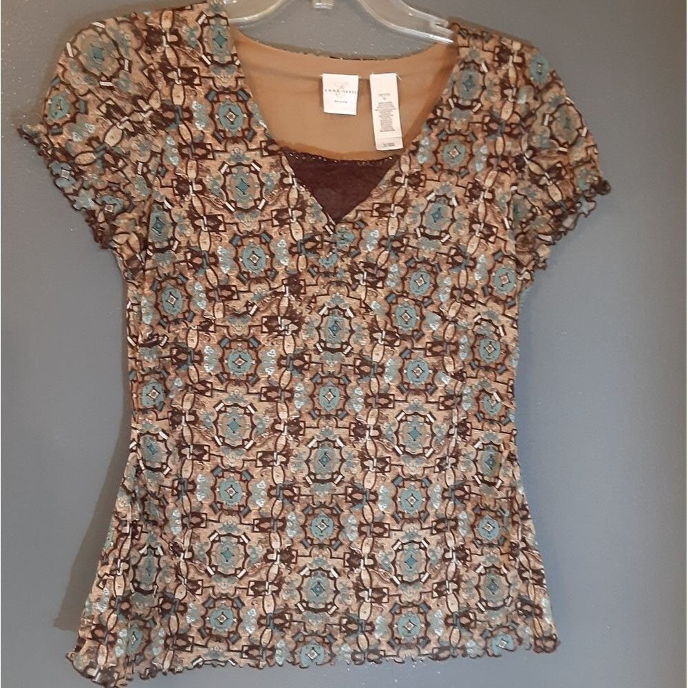 Vintage 2Pc Brown and Turquoise Fully Lined Skirt Set Sz MP - Picture 7 of 14
